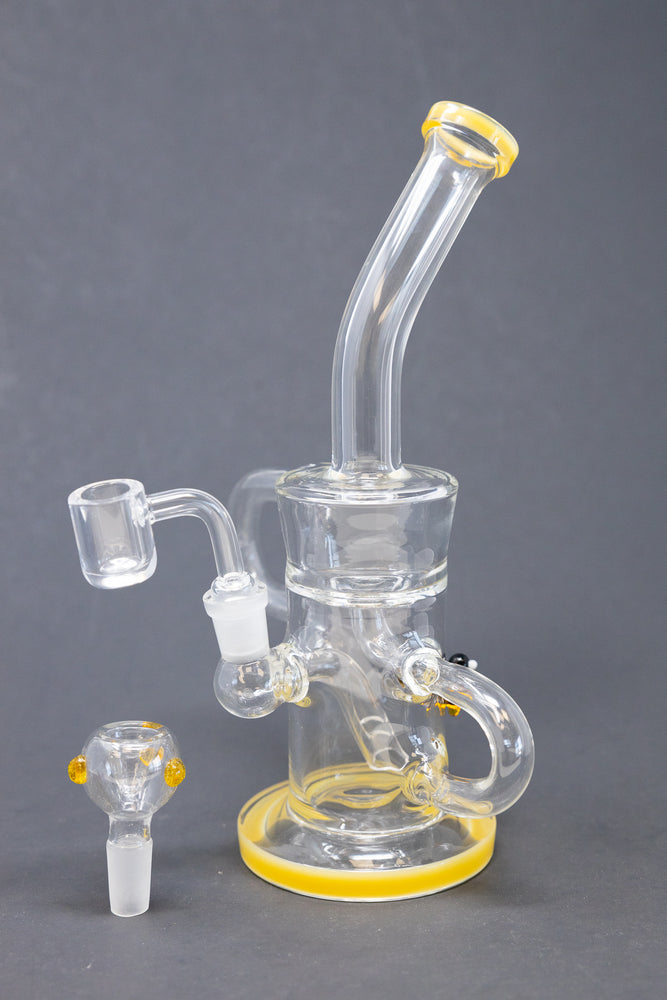 12" Yellow Buzz Recycler Bong