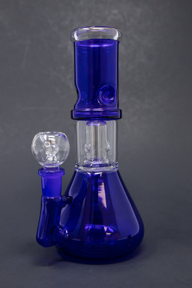 8" Purple Side Joint Beaker w/ Percolator & Ice Catcher
