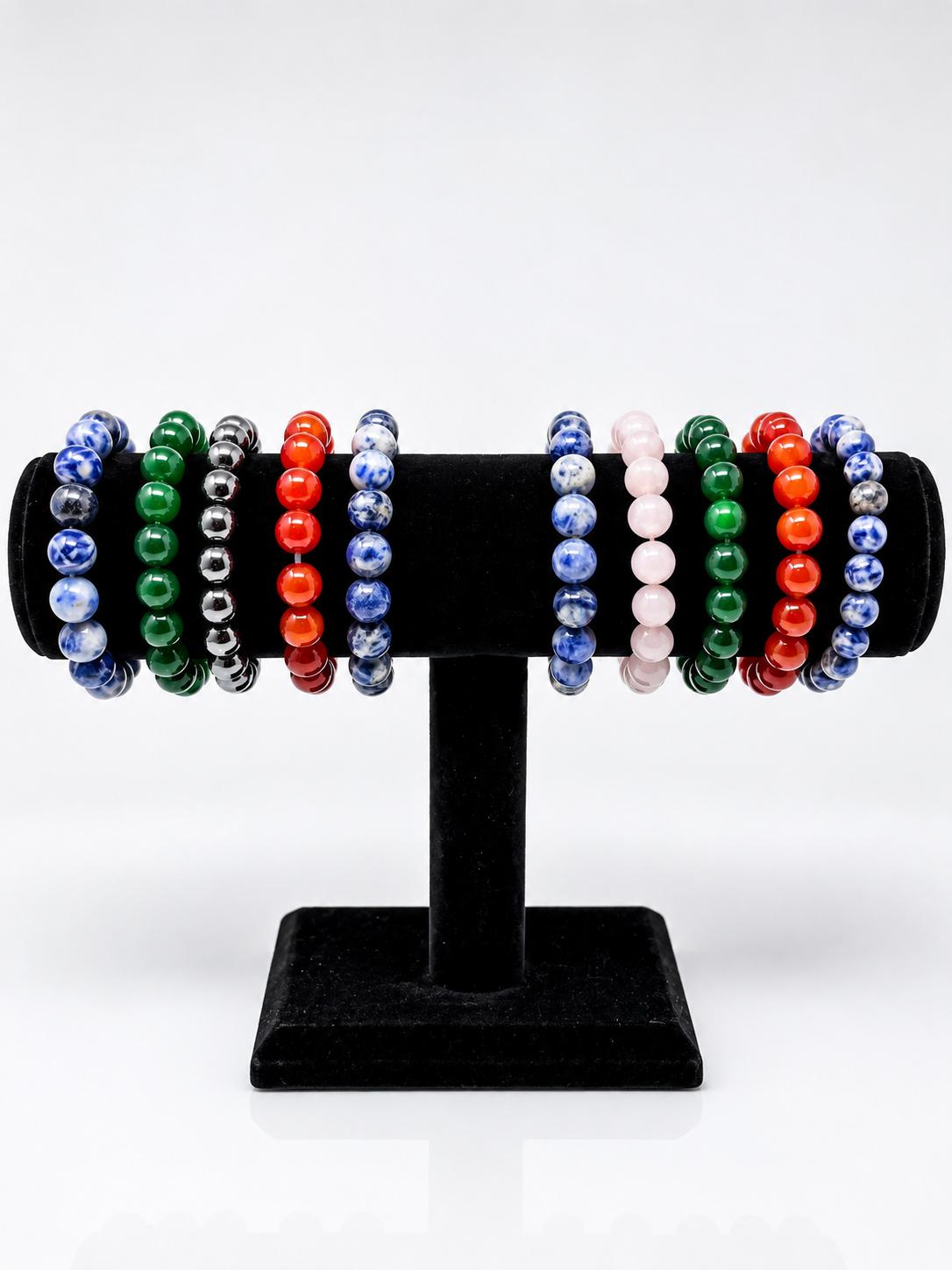 10mm Large Bead Stone Bracelet - Bold Natural Crystal Jewelry