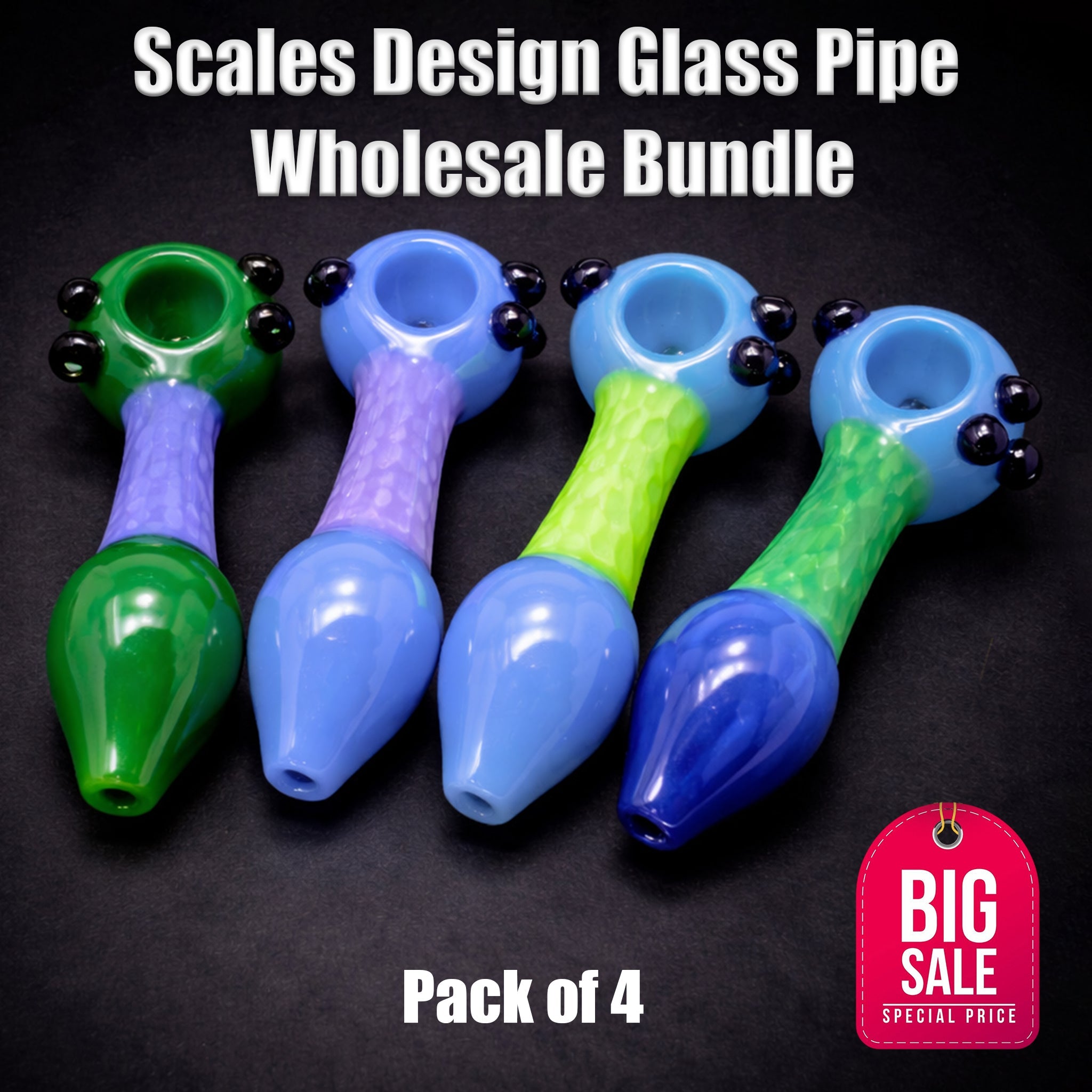 Scales Design Glass Pipe Wholesale Bundle – 4 Pack StonedGenie.com