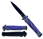 4.5" Dragon Motif Embossed Assisted Folding Knife - Purple