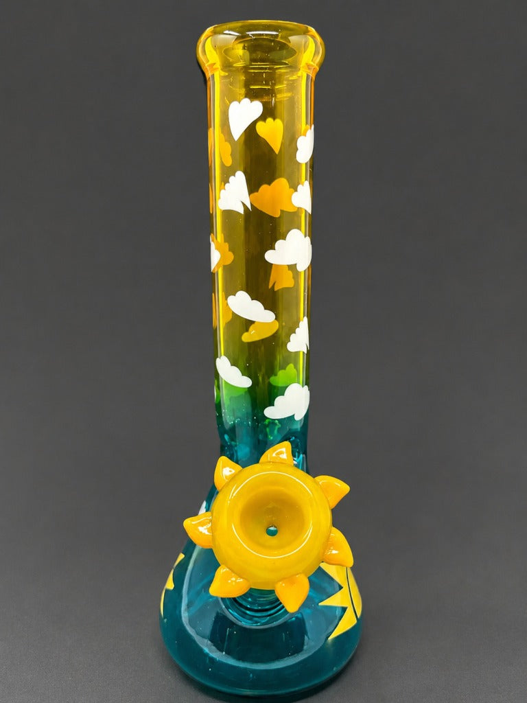 10" Sunrise Glass Beaker Bong w/ Sun Bowl Piece