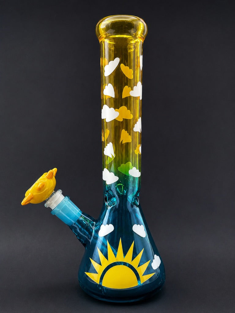 10" Sunrise Glass Beaker Bong w/ Sun Bowl Piece