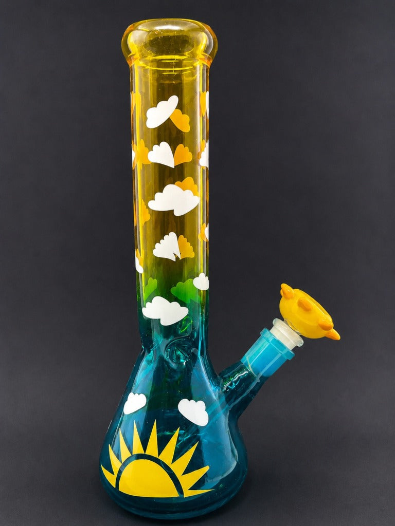 10" Sunrise Glass Beaker Bong w/ Sun Bowl Piece