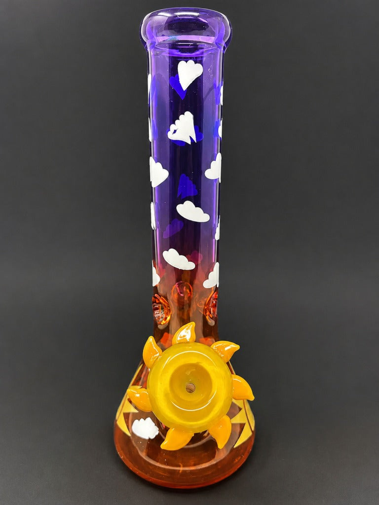 10" Sunset Glass Beaker Bong with w/ Sun Bowl Piece