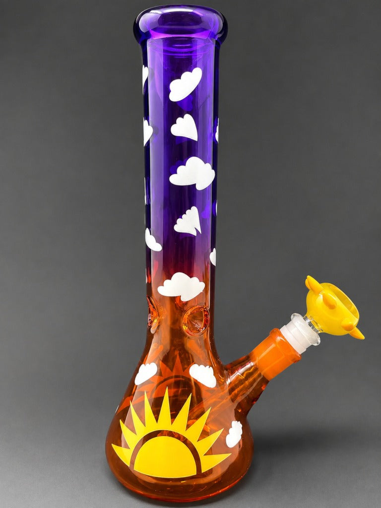 10" Sunset Glass Beaker Bong with w/ Sun Bowl Piece