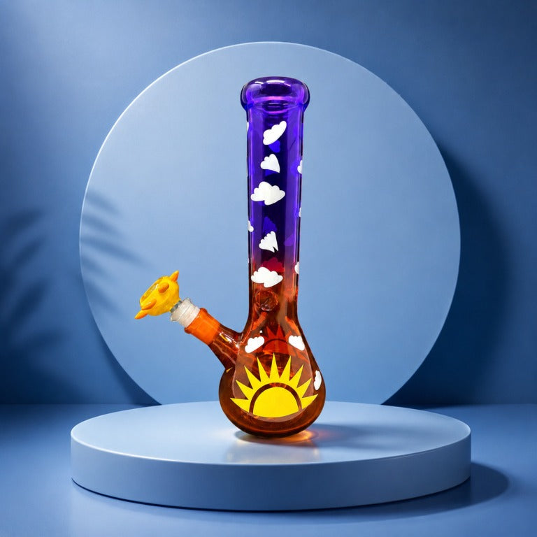 10" Sunset Glass Beaker Bong with w/ Sun Bowl Piece