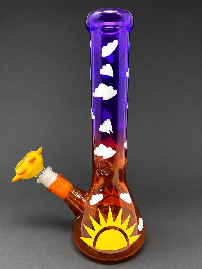 10" Sunset Glass Beaker Bong with w/ Sun Bowl Piece