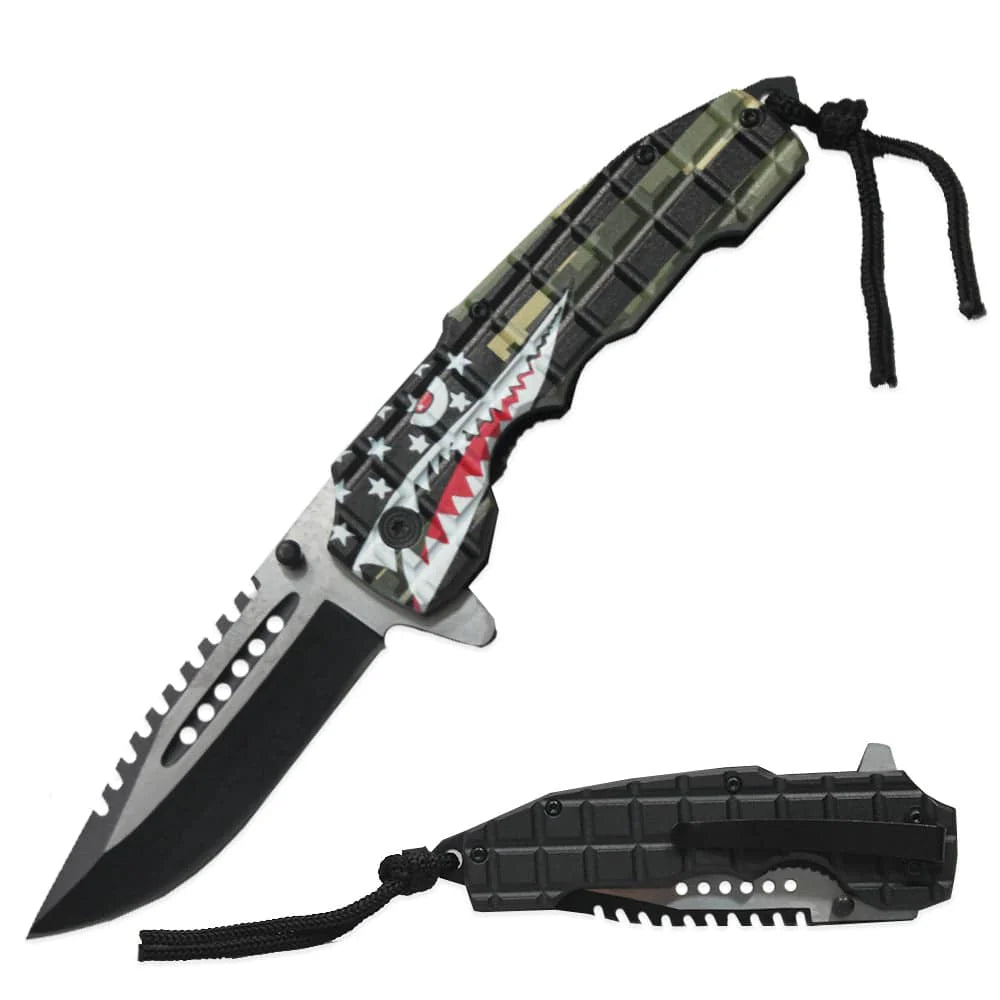 SharkAssist 5-Inch Tactical Folding Blade with Paracord Grip