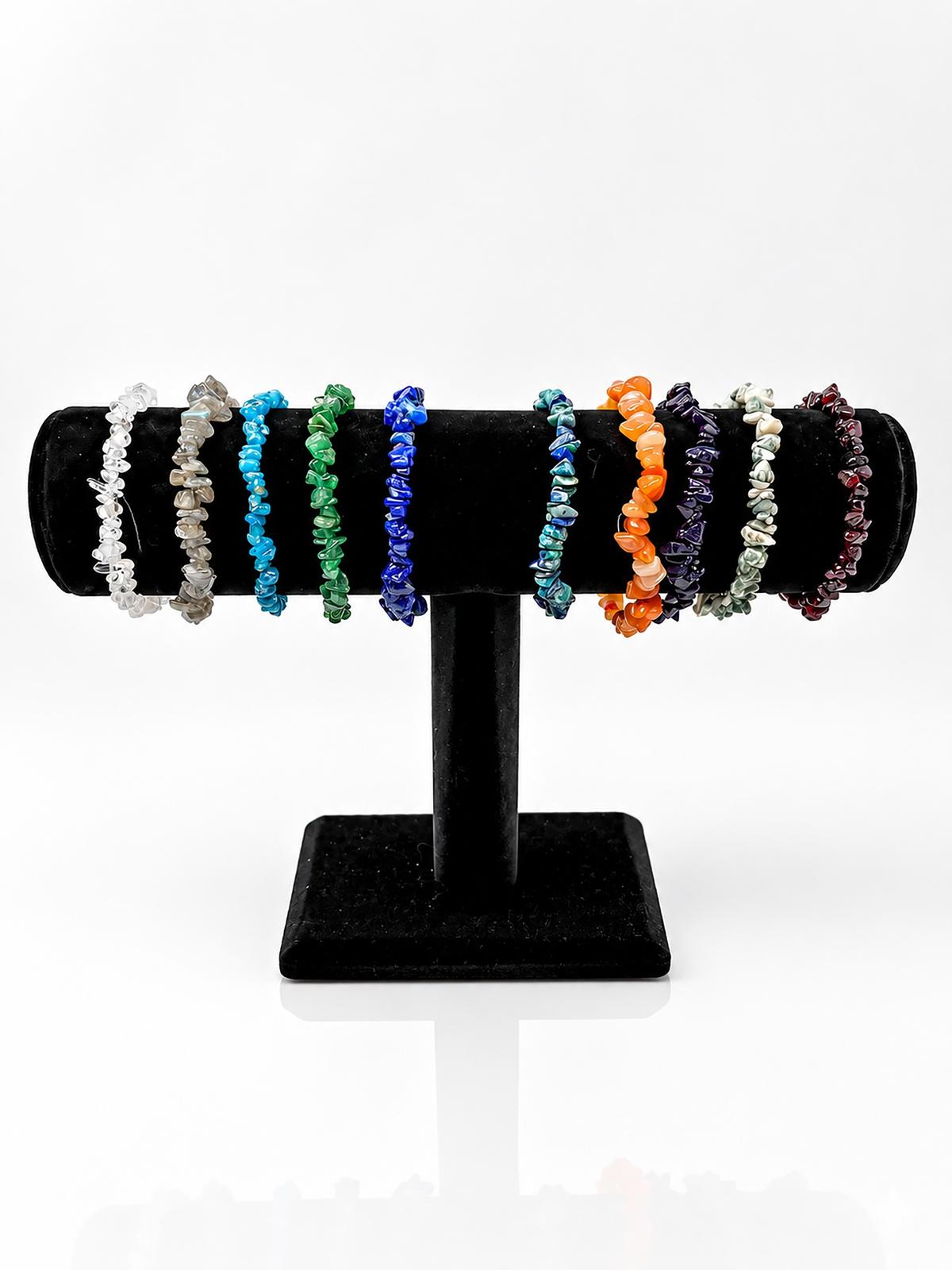 Dainty Stone Chip Bracelet - Small Natural Crystal Beads - 10 Pack