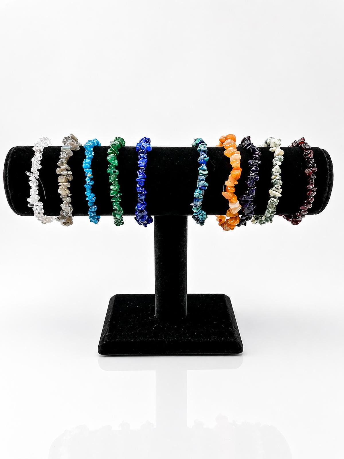 Dainty Stone Chip Bracelet - Small Natural Crystal Beads - 10 Pack