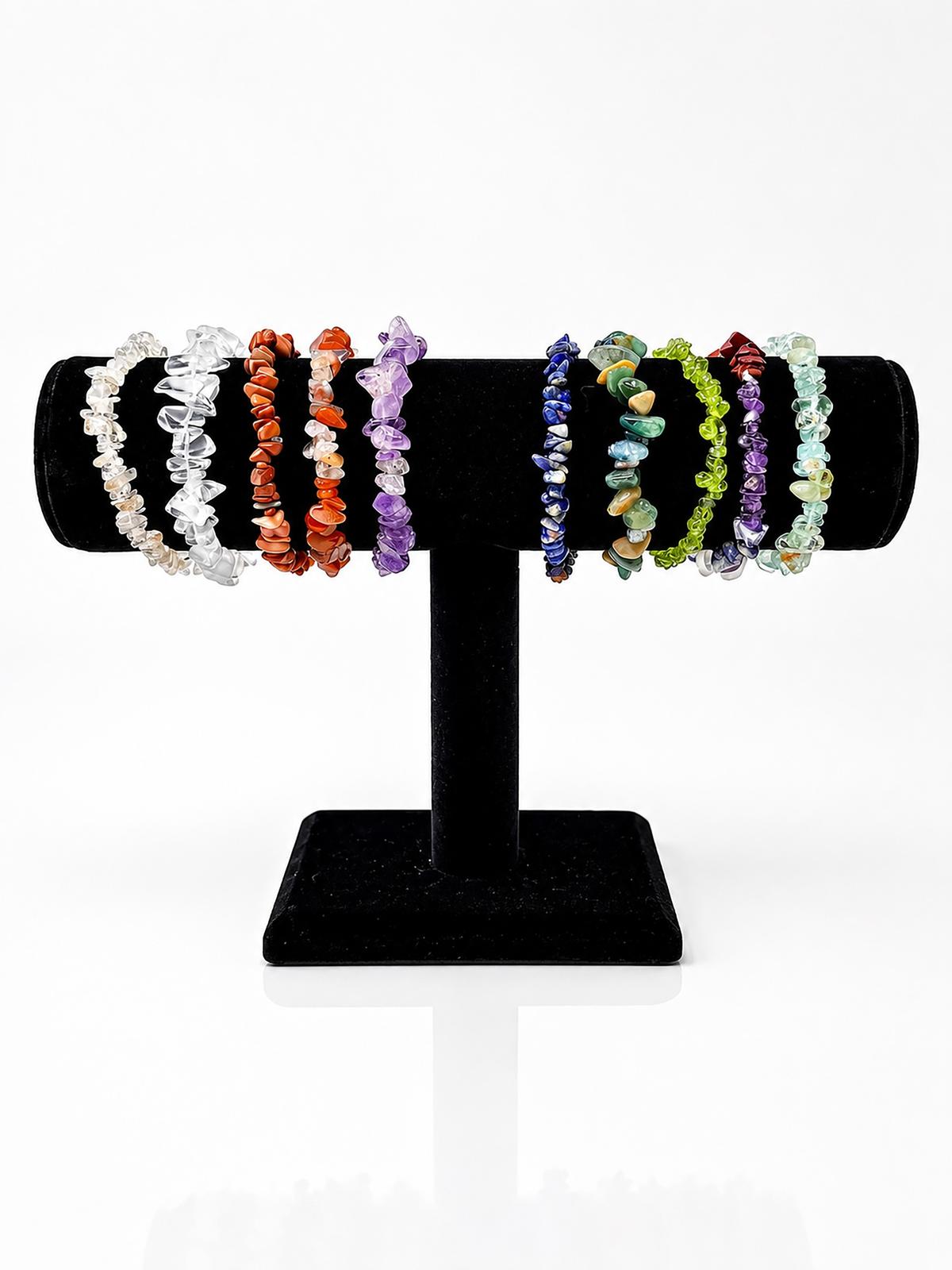 Polished Stone Chip Stretch Bracelet - Medium Bead Size - 10 Pack