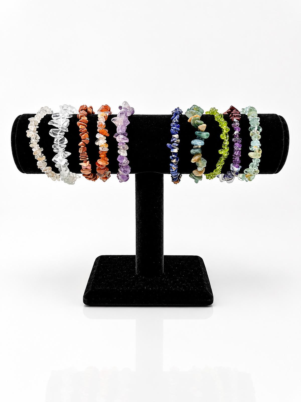 Polished Stone Chip Stretch Bracelet - Medium Bead Size - 10 Pack