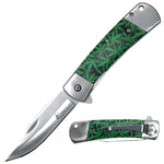 4.5" Folding Knife with Engraved Leaf Design Handle
