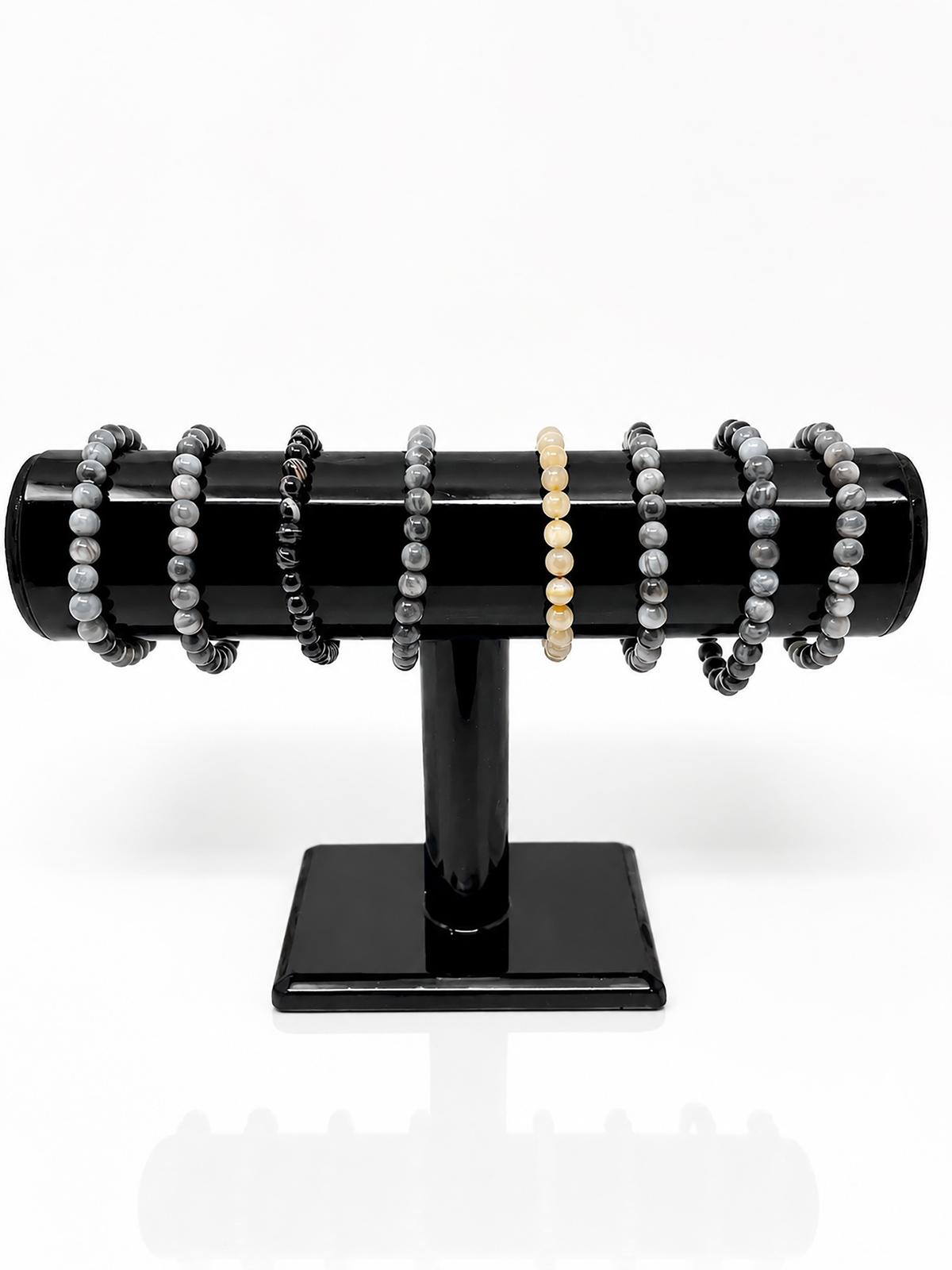 5mm Natural Round Stone Stretch Bracelet - Assorted Crystal Varieties