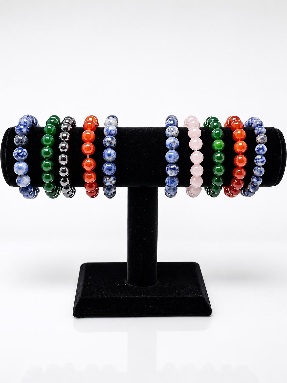 10mm Large Bead Stone Bracelet - Bold Natural Crystal Jewelry