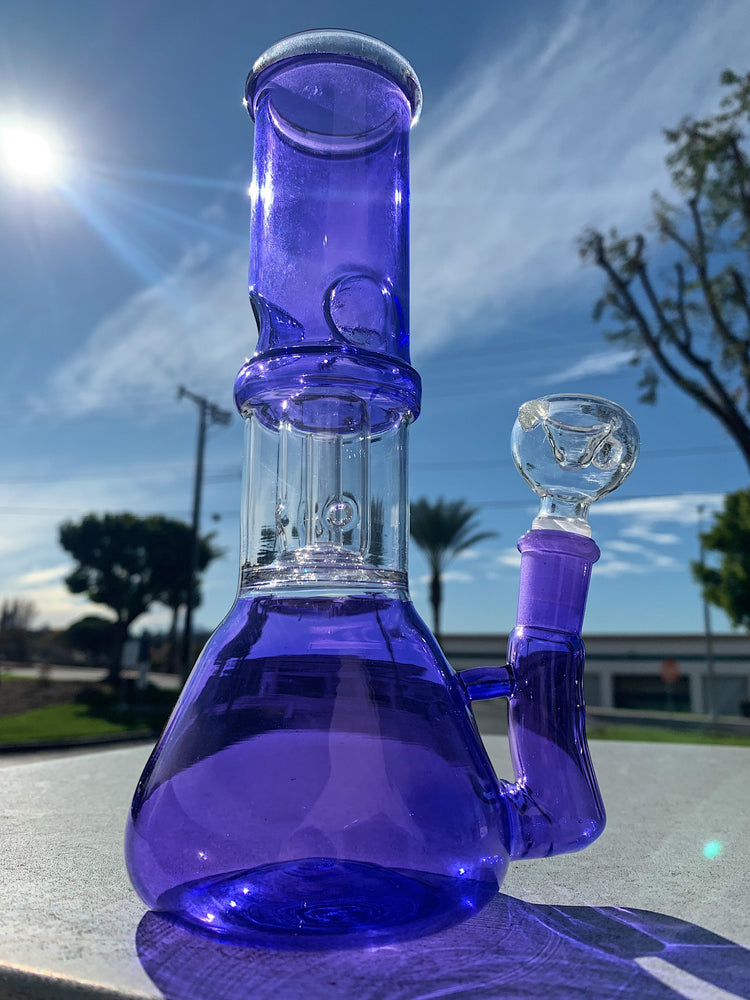 8" Purple Side Joint Beaker w/ Percolator & Ice Catcher