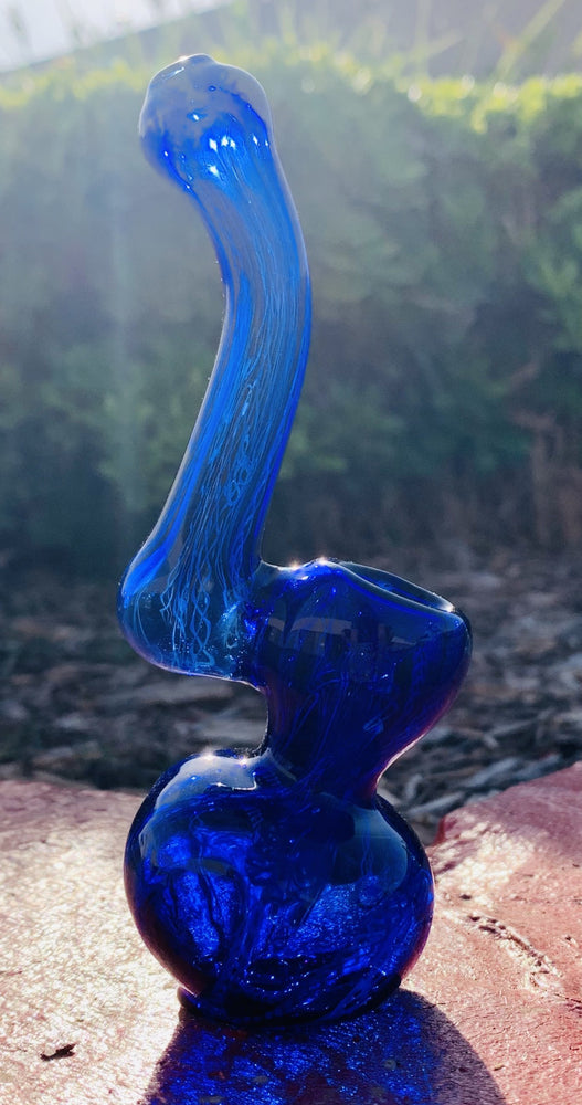 5" Premium Blue Glass Handmade Bubbler