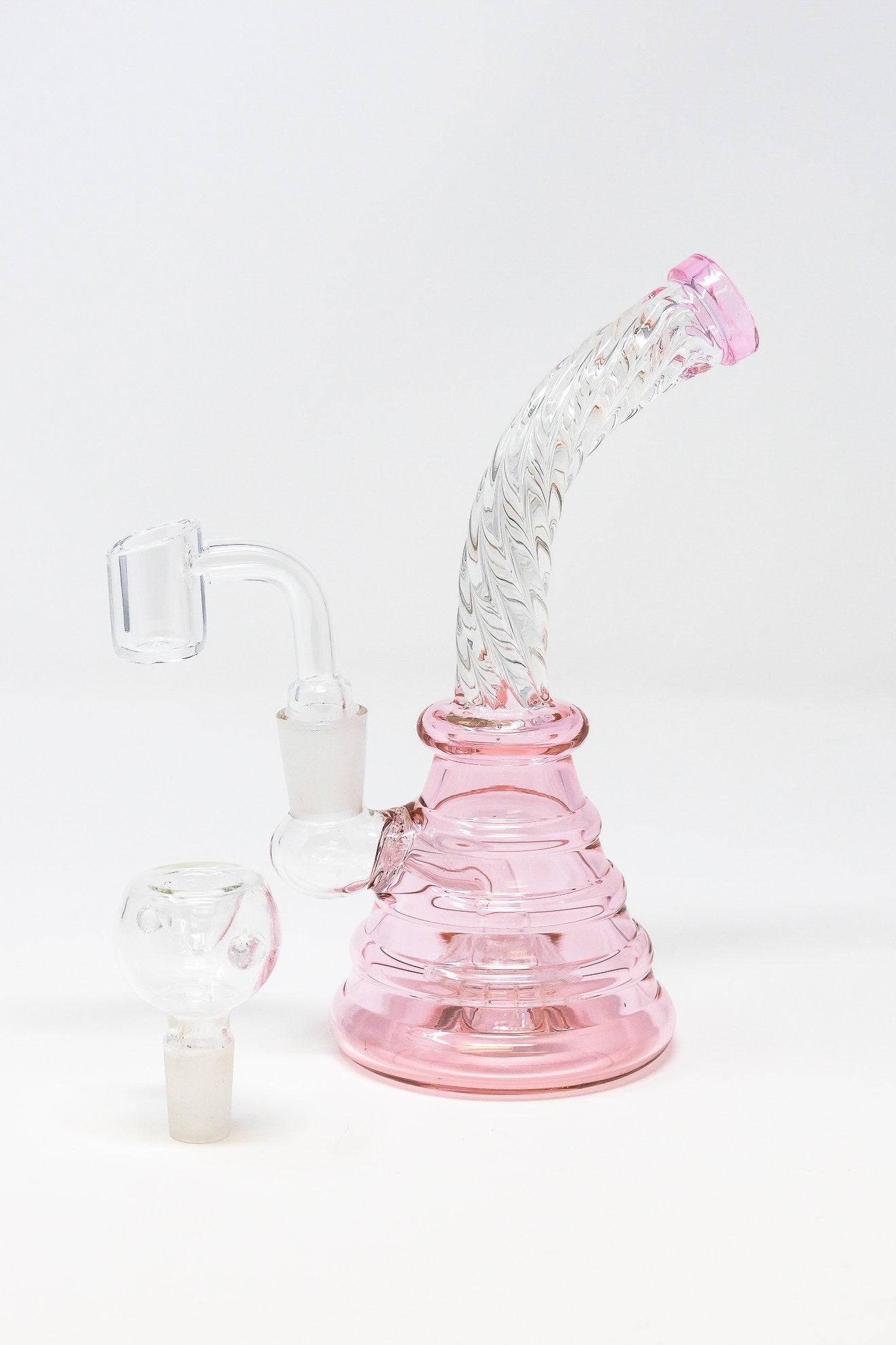 7" Pink Twisted Shower Bend Dab Rig