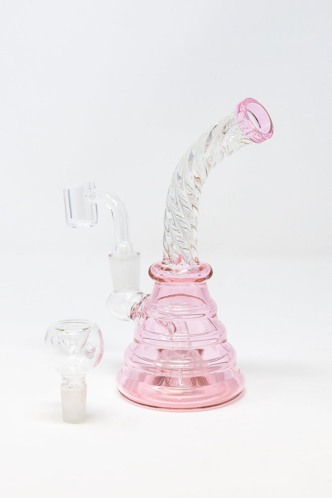 7" Pink Twisted Shower Bend Dab Rig