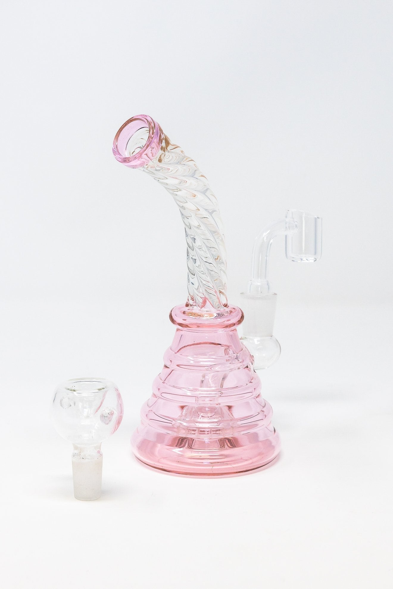 7" Pink Twisted Shower Bend Dab Rig
