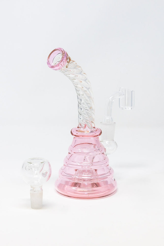 7" Pink Twisted Shower Bend Dab Rig