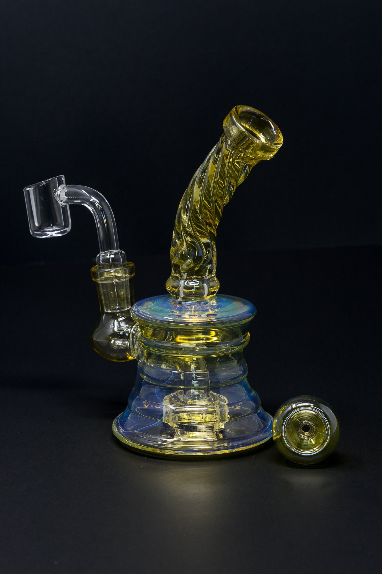 6" Fumed Twisted Neck Color Changing Dab Rig