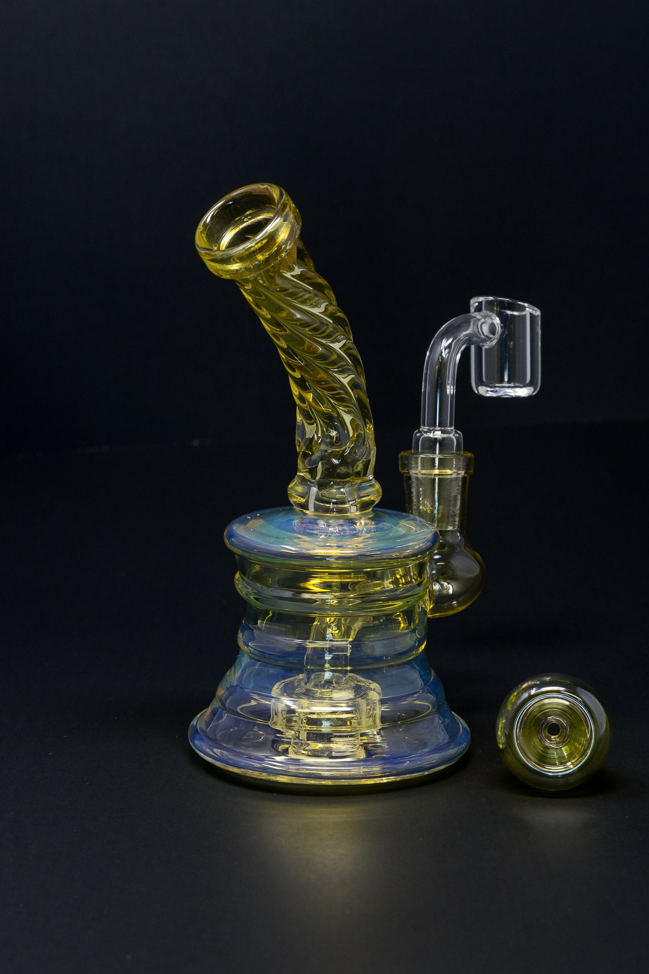 6" Fumed Twisted Neck Color Changing Dab Rig