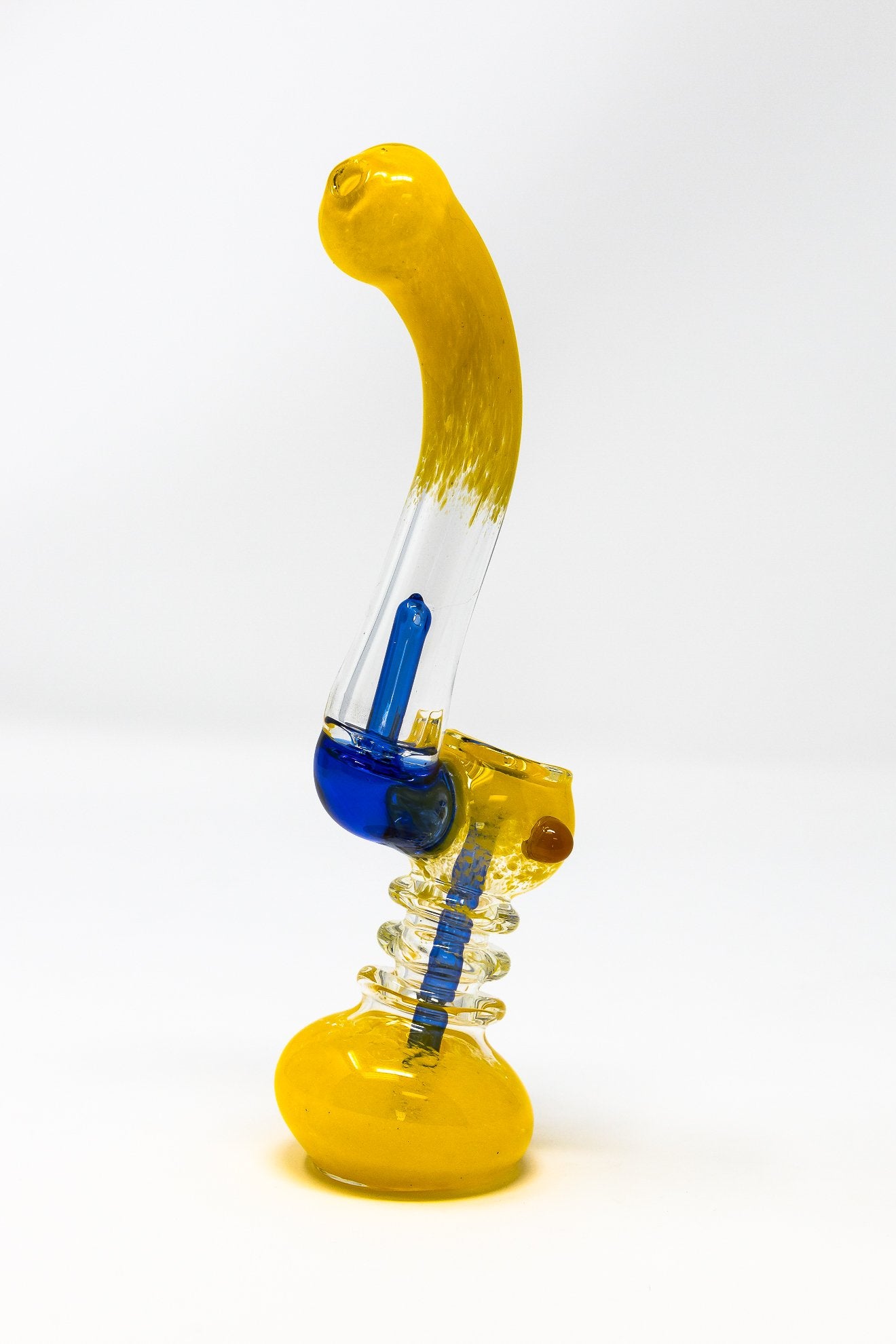 Dark Goldenrod 7" Premium Yellow Glass Bubbler w/ Percolator StonedGenie.com Bubblers