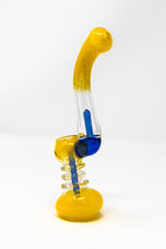 Dark Slate Blue 7" Premium Yellow Glass Bubbler w/ Percolator StonedGenie.com Bubblers