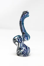 6" Premium Glass Blue Swirl Bubbler w/ Carb Hole