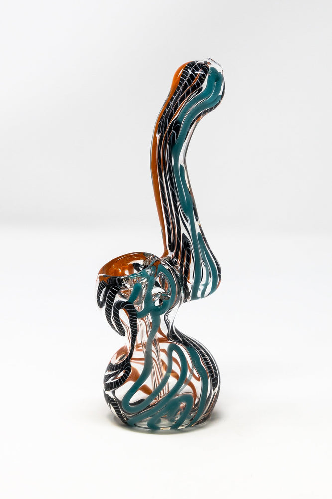 6" Premium Glass Orange Swirl Bubbler w/ Carb Hole