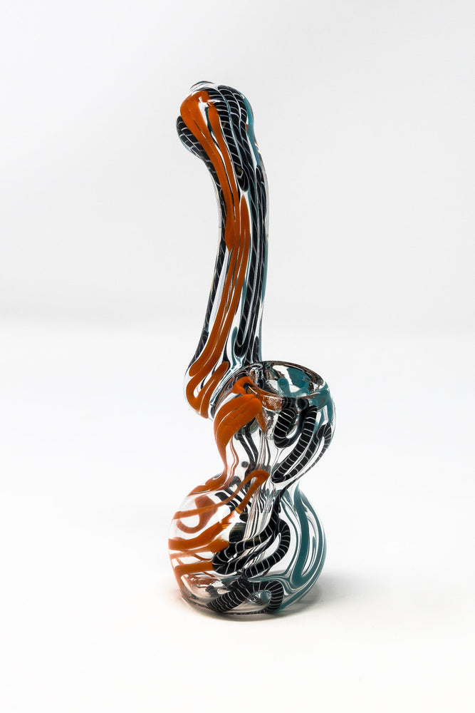 Dark Slate Gray 6" Premium Glass Orange Swirl Bubbler w/ Carb Hole