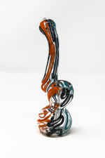 6" Premium Glass Orange Swirl Bubbler w/ Carb Hole