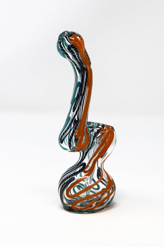 Saddle Brown 6" Premium Glass Orange Swirl Bubbler w/ Carb Hole StonedGenie.com Bubblers