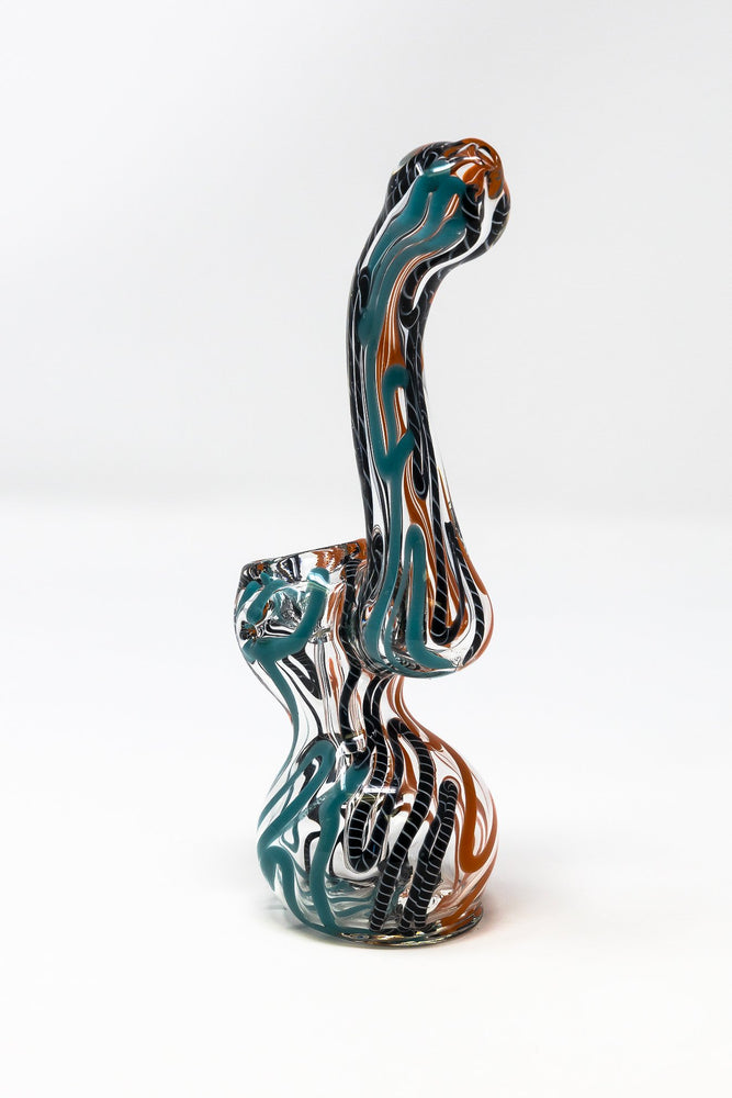 Dark Slate Gray 6" Premium Glass Orange Swirl Bubbler w/ Carb Hole StonedGenie.com Bubblers