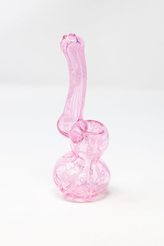 5" Pink Hand Crafted Glass Bubbler