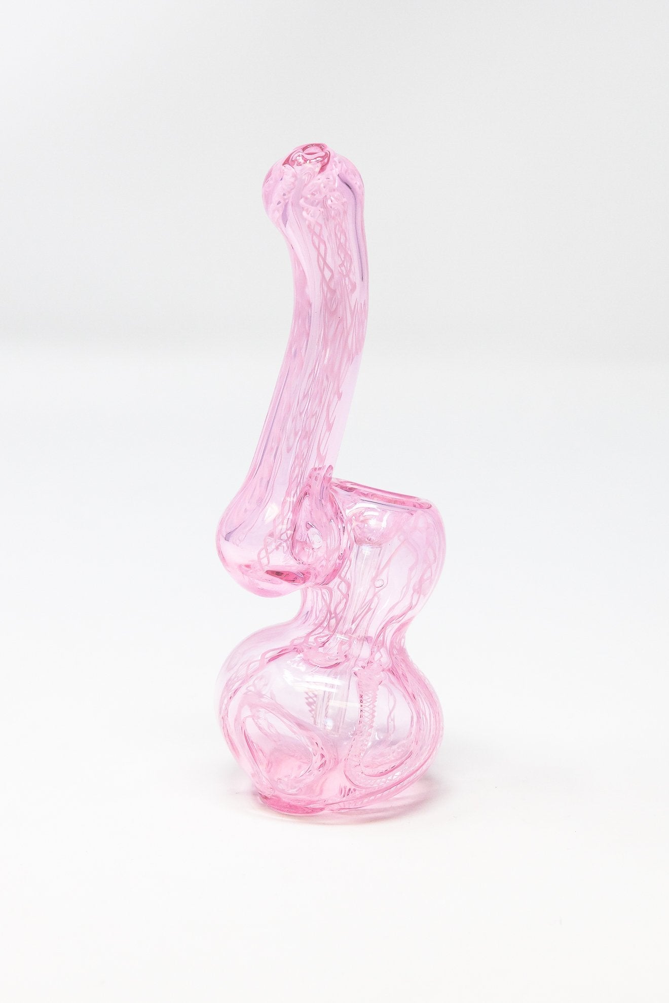 5" Pink Hand Crafted Glass Sherlock Bubbler