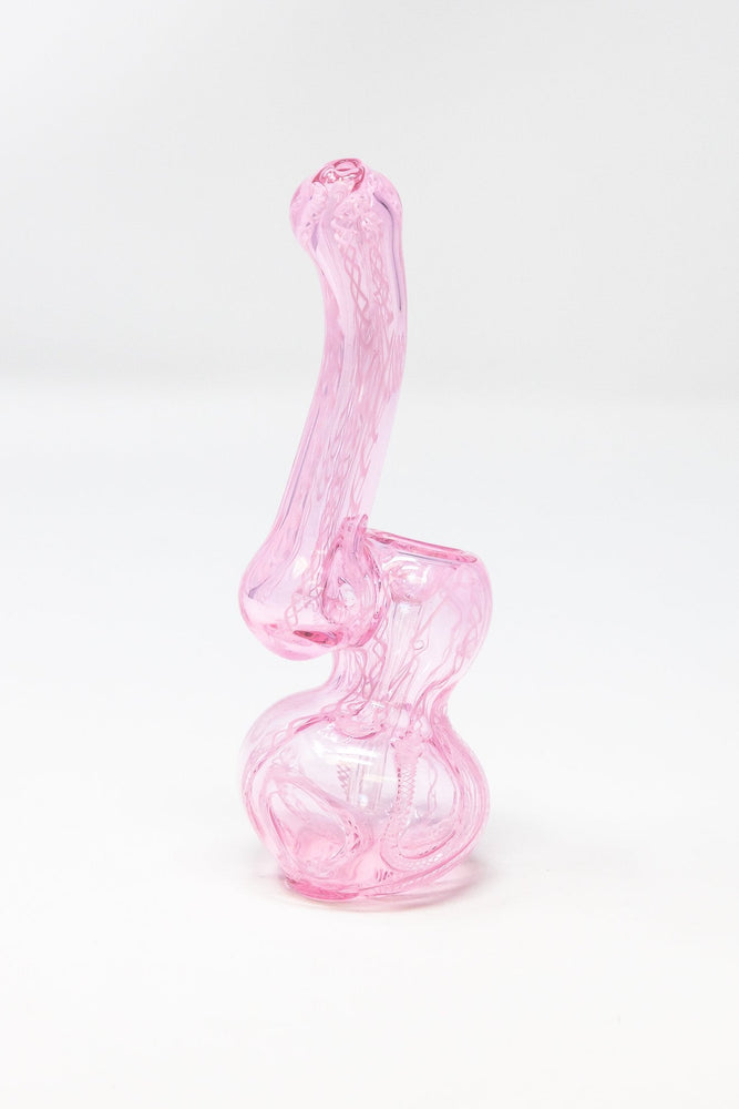 5" Pink Hand Crafted Glass Bubbler
