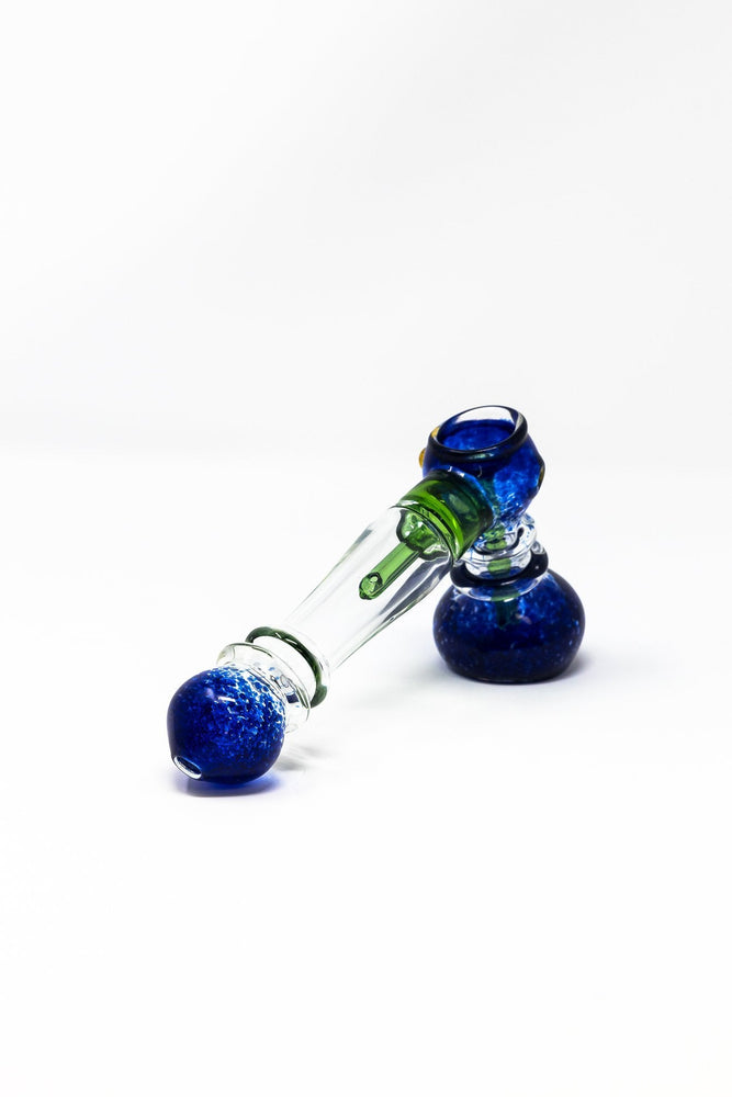 7" Premium Blue Glass Hammer Bubbler w/ Percolator