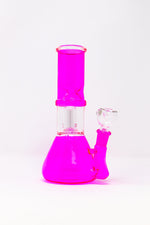Magenta 8" Pink Side Joint Beaker w/ Perk & Ice Catcher