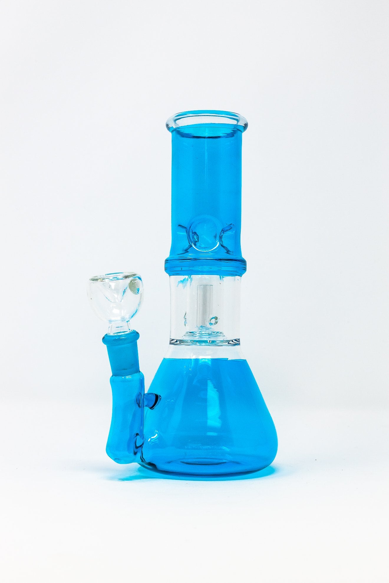 8" Teal Side Joint Beaker w/ Perk & Ice Catcher