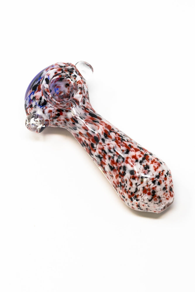 5" White/Red Splatter Thick Glass Spoon Hand Pipe w/ Carb Hole