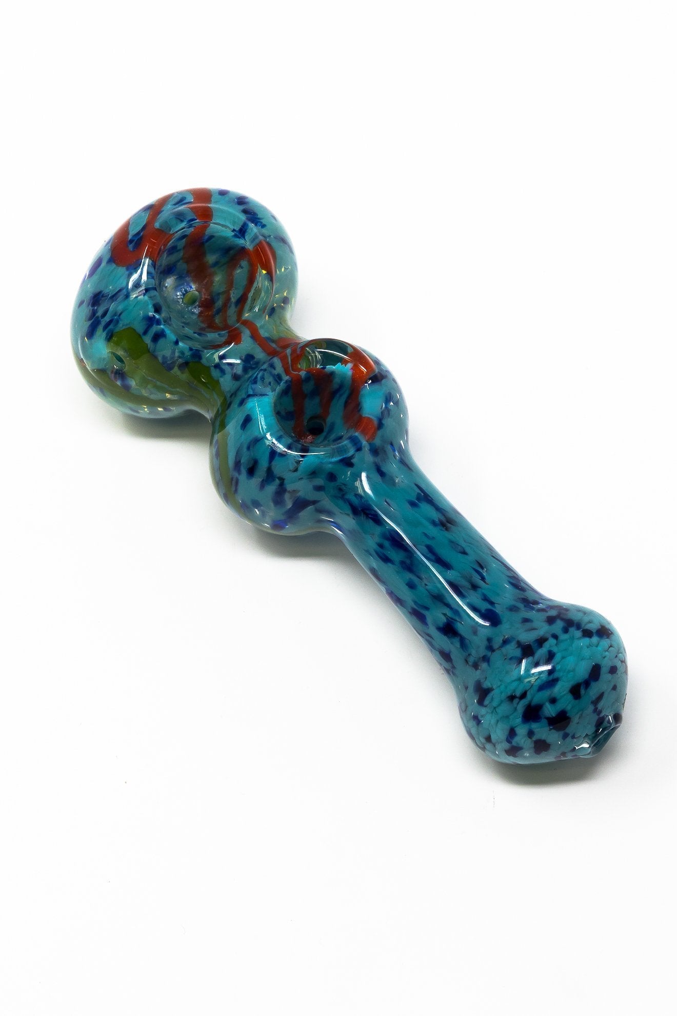5" Teal Double Bowl Spoon Glass Hand Pipe StonedGenie.com