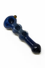 6" Dark Blue Triple Bowl Glass Pipe w/ Carb Hole