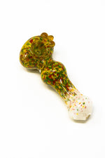 Olive Drab 4.5" Yellow/Green Thick Glass Designer Hand Smoking Pipe w/ Carb Hole StonedGenie.com Glass Pipes