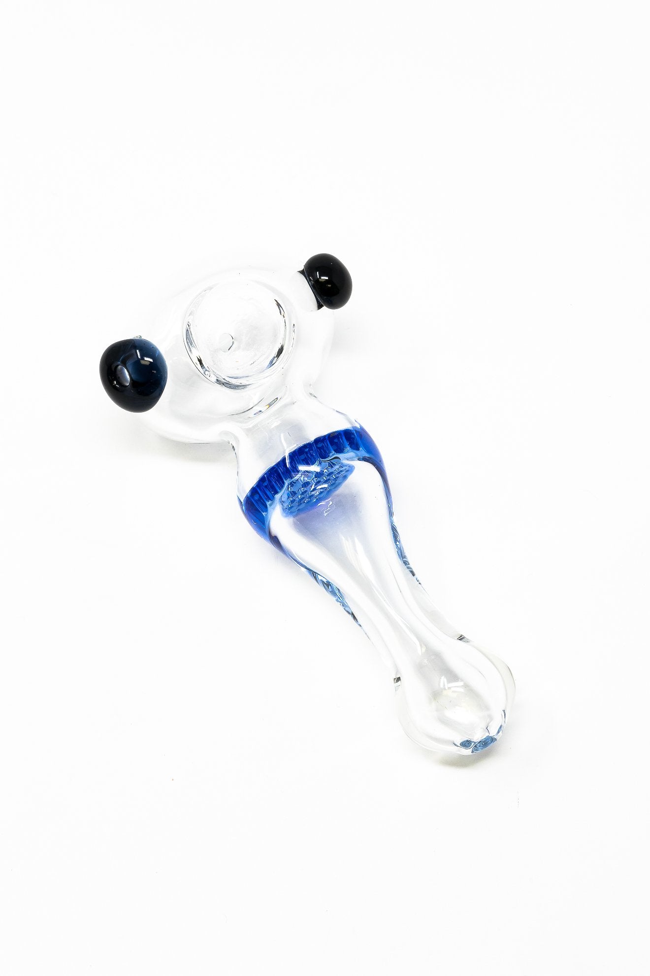 White Smoke 4" Honeycomb Filter Glass Hand Smoking Pipe w/ Carb Hole StonedGenie.com Glass Pipes
