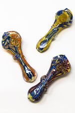5" Swirl Designer Thick Glass Designer Hand Smoking Pipe w/ Carb Hole