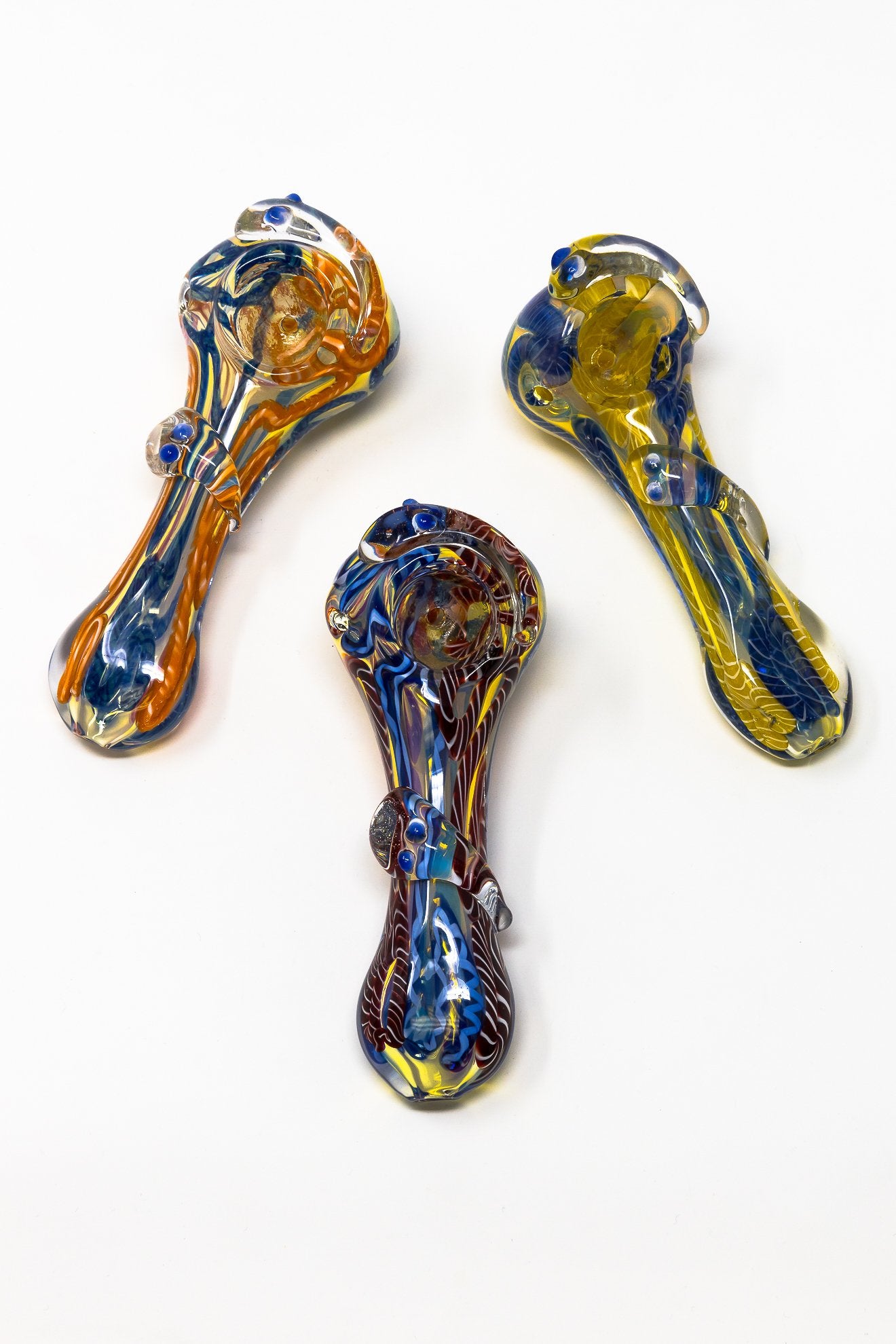 Olive Drab 5" Swirl Designer Thick Glass Designer Hand Smoking Pipe w/ Carb Hole StonedGenie.com Glass Pipes
