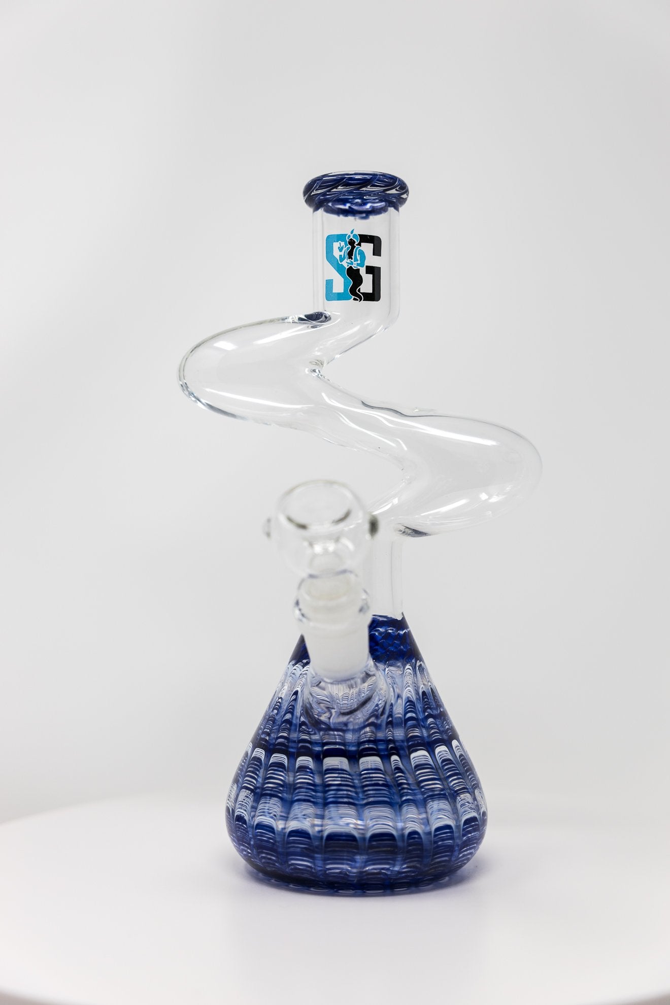 Light Gray 10" Stoned Genie Glass Blue Designer Zong StonedGenie.com Bong